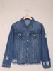 Women Fashion Ripped Raw Hem Slim Denim Jacket