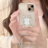 Women Fashion Simple Rhinestone Phone Case With Chain