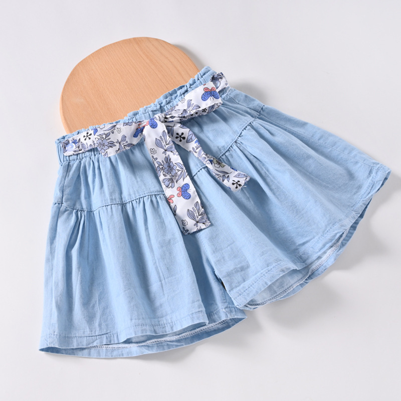 Children Kids Toddlers Fashion Girls Solid Color Thin Denim Shorts