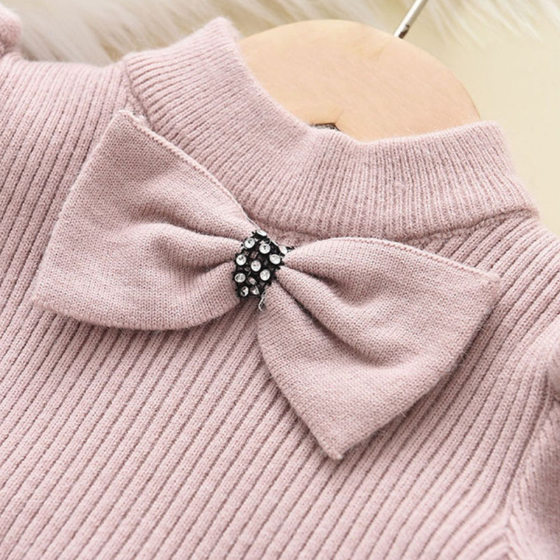 Children Kids Toddlers Girls Bow Knitted Dress