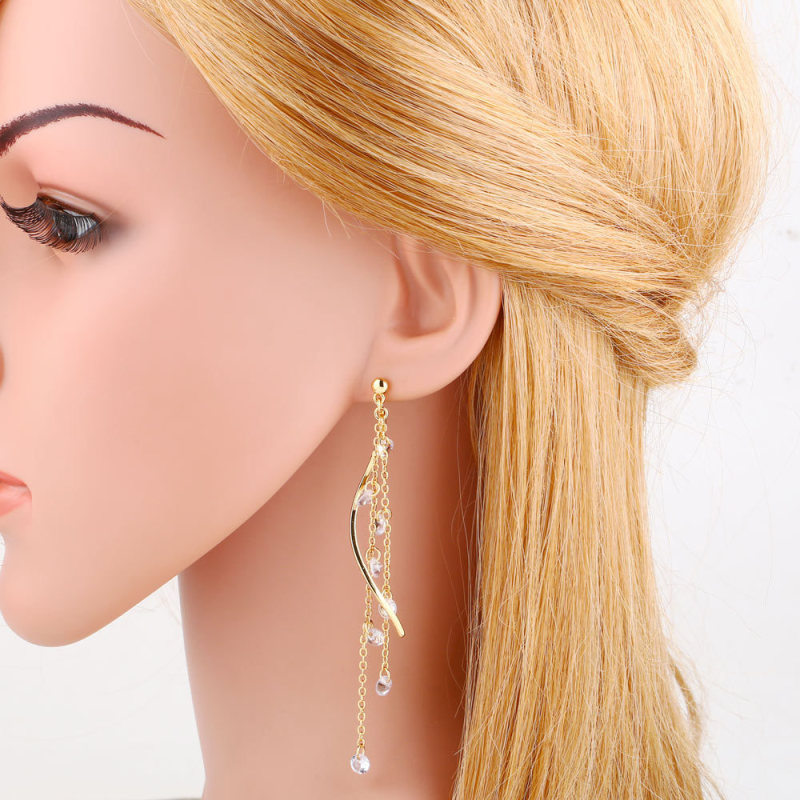 Women'S Fashion Crystal Chain Tassel Earrings