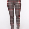 Women Casual Plaid Pattern High Waist Skinny Pants