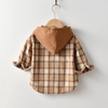 Autumn Boys Plaid Shirts Big Boys Long Sleeve Hooded Jacket Children'S Tops