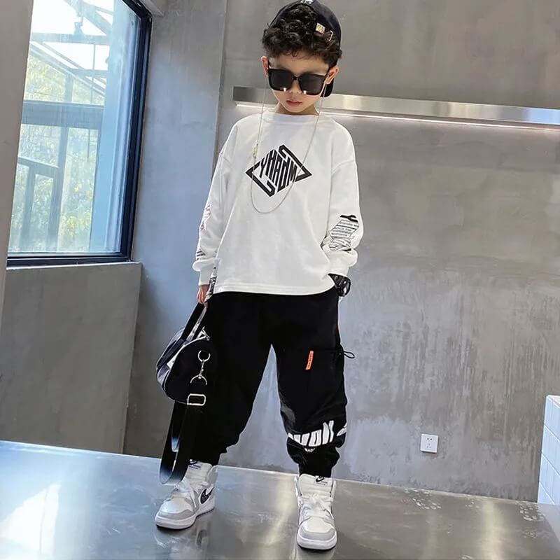 Boys Fashion Letter Pattern Elastic Design Casual Pants