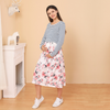 Simple Printed Round Neck Breastfeeding Maternity Long Sleeve Dress