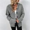 Women Casual Solid Color Hooded Single-Breasted Long Sleeve Knitted Cardigan Sweater