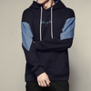 Men Casual Hooded Long-Sleeved Blue Stitching Hoodies