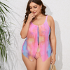 Plus Size Split Tie-Dye Gradient Color Women High Waist Swimsuit