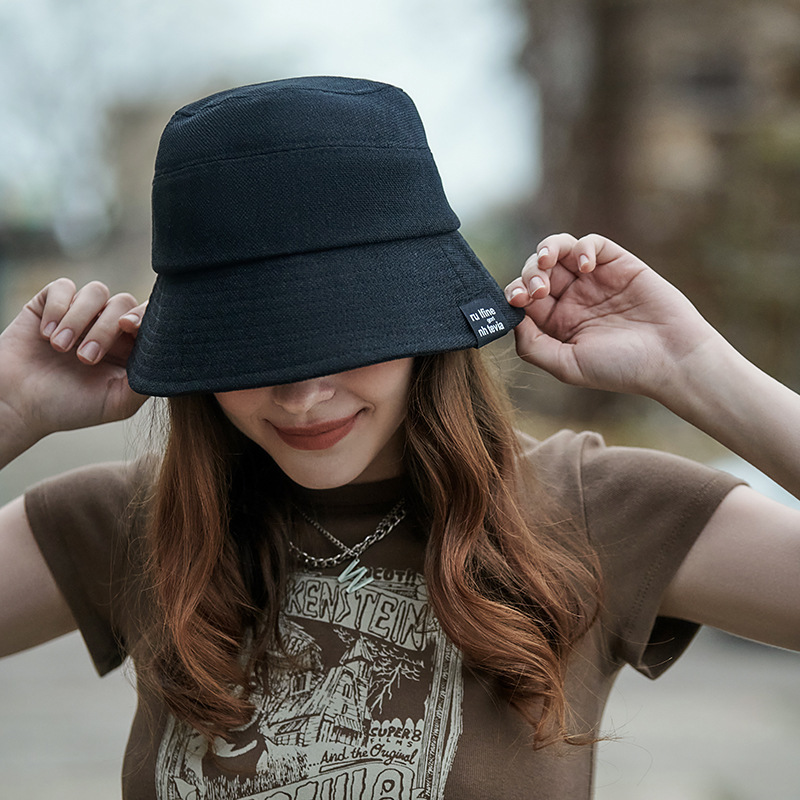 Women Fashion Solid Color Letter Embroidery Bucket Hat