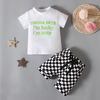 Toddlers Newborn Baby Fashion Boys Short-Sleeved Letter Top And Plaid Shorts 2pcs Set