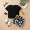 Children Kids Teenagers Fashion Boys Letter Dinosaur Print Short Sleeve T-Shirt And Shorts 2pcs Set