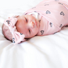 Baby Newborn Heart Print Swaddle Blanket And Headband 2pcs Set