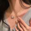 Women Fashion Simple Copper Diamond Zircon Bow Necklace