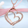 Double Heart Rose Gold Plated Copper Women Fashion Necklace