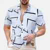 Men Fashion Short Sleeve Geometric Pattern Print Shirt