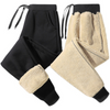 Men Casual Fleece Straight Leg Warm Pants