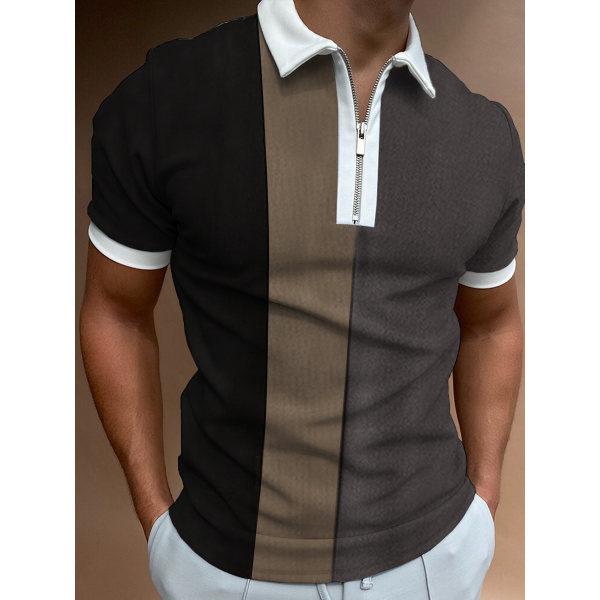 Men Fashion Lapel Stripe Polo Shirt