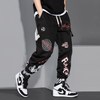 Men Casual Letter Graffiti Printed Straight Leg Pants