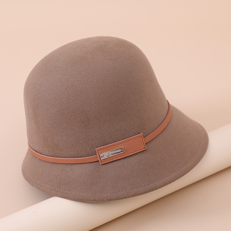 Women Fashion Wool Felt Simple Beveled Elegant Fedora Hat