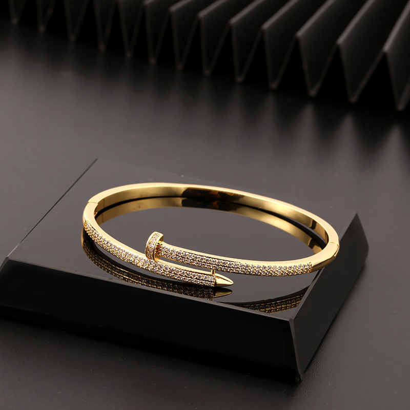 Women'S Fashion Micro Paved Zircon Nail Bracelet