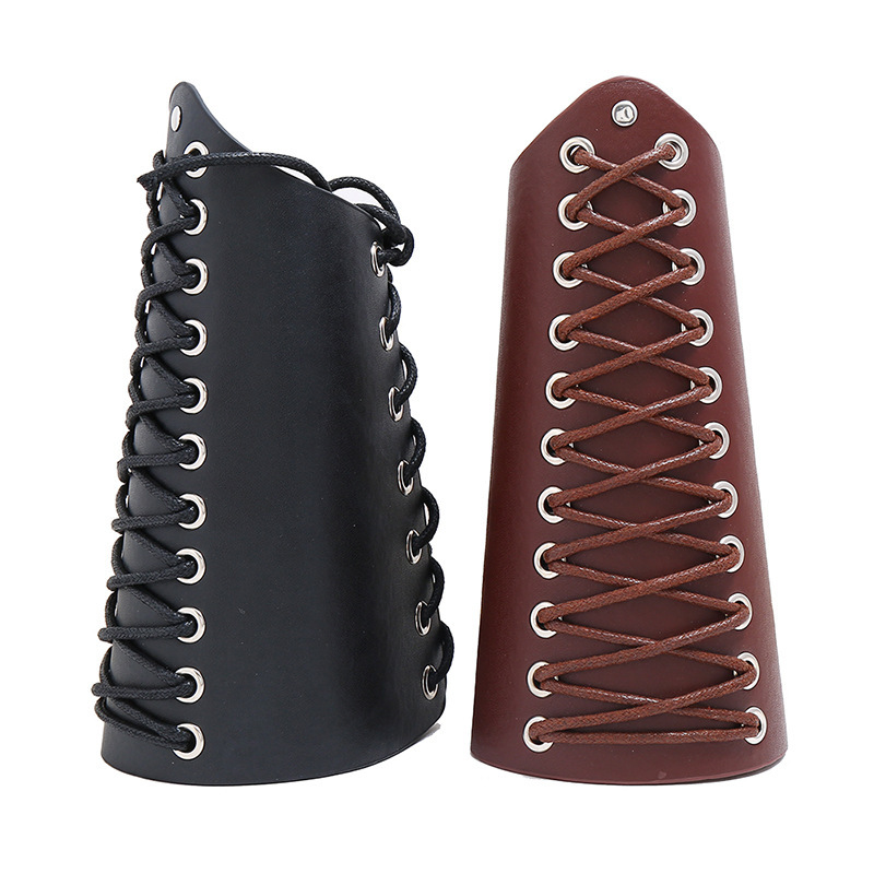 Unisex Punk Solid Color Lace-Up Design PU Arm Guard ( 2 sets )