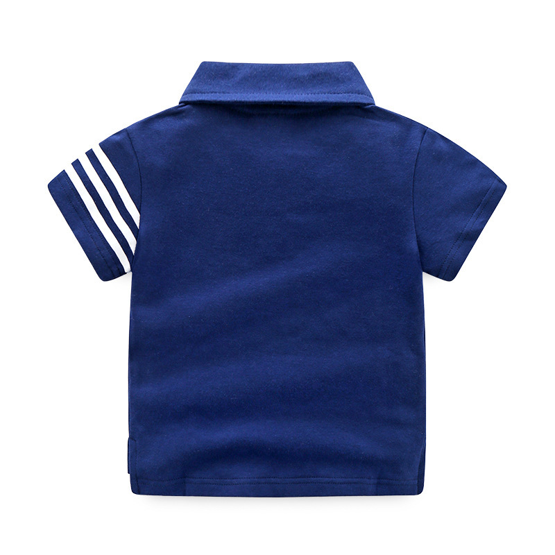 Kids Boys Basic Lapel Stripe Short Sleeve Polo Shirt Casual T-Shirt