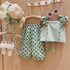 Children Kids Baby Fashion Girls Sleeveless Top And Polka Dot Print Pants Set