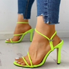 Size:5-10 Women Neon Colors High Heels Slim Bandage Sandals Shoes