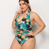 Sexy Floral Print Plus Size Women One-Piece Swimwear