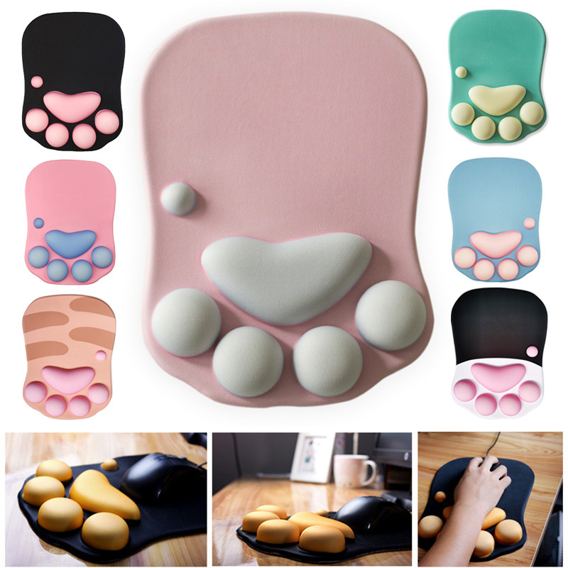 3D Cute Mouse Pad Computer Anime Soft Cat Paw Mouse Pads Wrist Rest Support