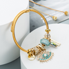 Women Fashion Personality DIY Devil'S Eye Crystal Pendant Gold Plated Bracelet