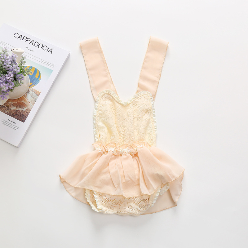 Toddlers Newborn Baby Girls Sleeveless Lace Solid Color Suspenders Bodysuit