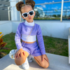 Children Kids Baby Fashion Girls Long Sleeve Solid Color Top And Shorts 3pcs Set