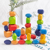 Children Wooden Colored Stone Jenga Building Block Educational Toy