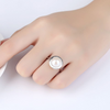 Luxury 10-10.5mm Freshwater Pearl Women Sterling Silver Ring