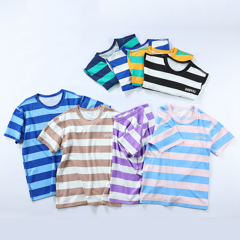 Boys Girls Modal Cotton Stripe Short Sleeve Kids Summer T-Shirt