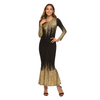 Fashion Sequins Round Collar Long-Sleeve Slim Maxi Dress