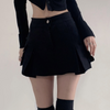 Women Denim Solid Color High Waist Pocket Pleated Skirt