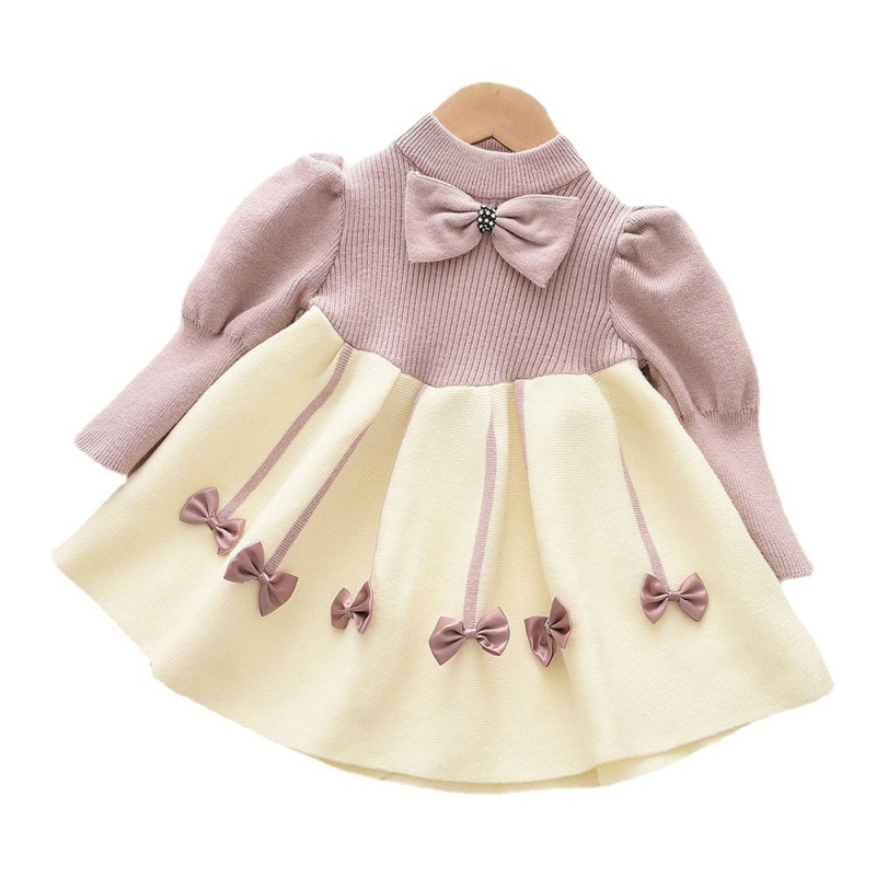 Children Kids Toddlers Girls Bow Knitted Dress