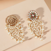 Women Fashion Retro Boho Diamond Pearl Tassel Earrings