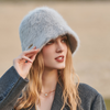 Women Autumn/Winter Solid Color Warm Sweet Bucket Hat