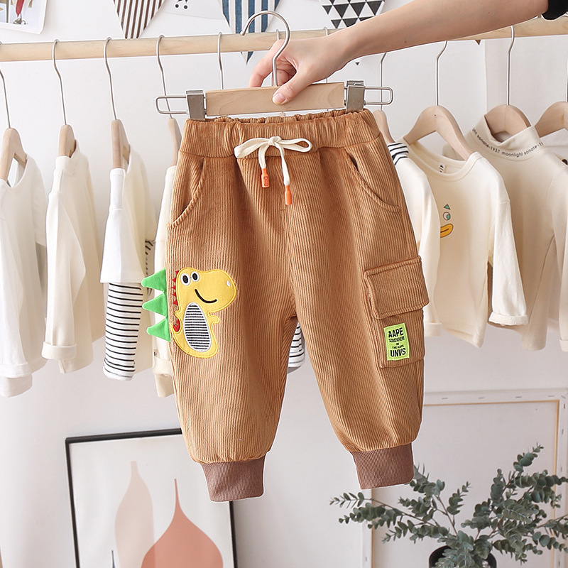 Boys Cute Cartoon Elastic Thickening Plush Sweatpants