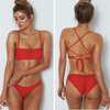 Women Sexy Solid Color Basic Spaghetti Strap Bandage Bikini Swimwear