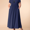 Plus Size Women'S Casual Basic Solid Color Round Neck Short Sleeve Maxi Dress