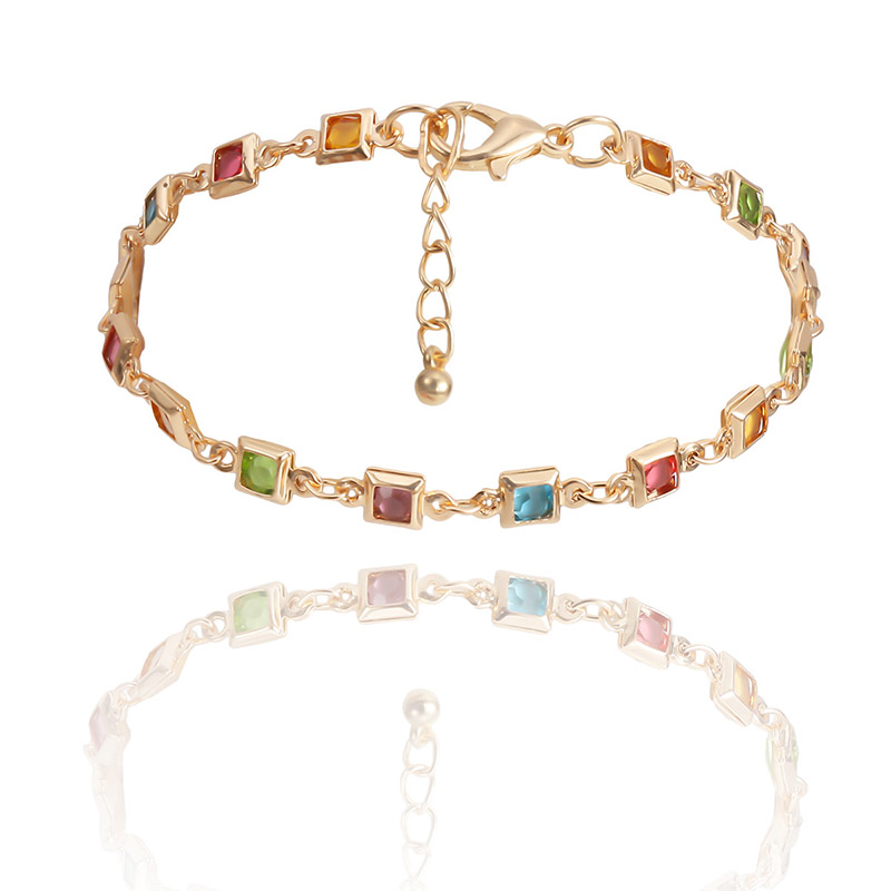 Fashion Colorful Gemstone Decor Bracelets Set