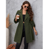 Women Fashion Casual Solid Color Mid-Length Lapel Trench Coat