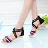 Plus Size Women Fashion Round Toe Strappy Heel Back Zipper Low Heel Sandals