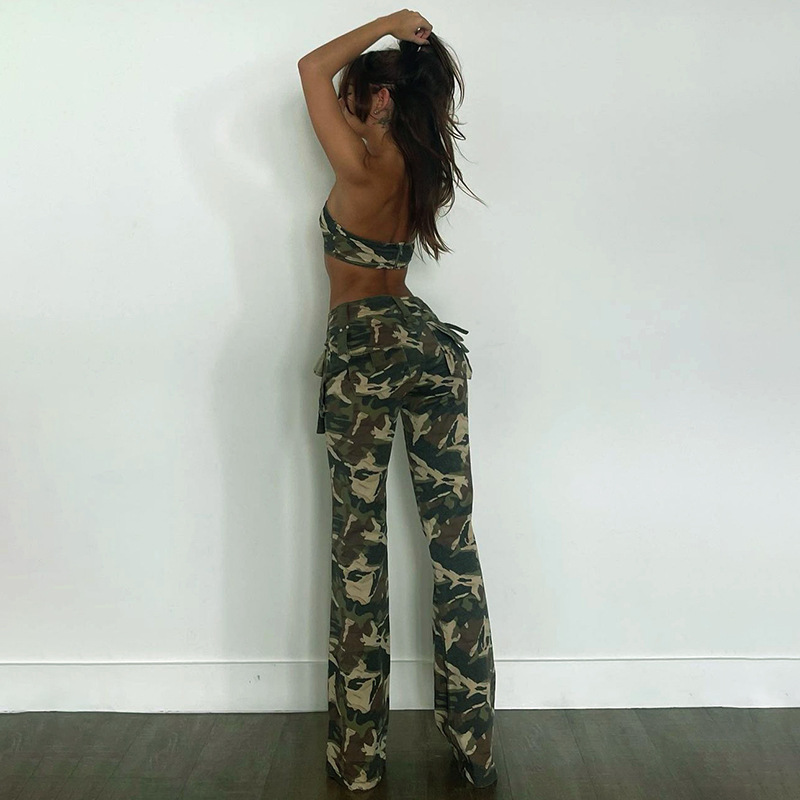 Women Camouflage Print High Waist Loose Casual Pants