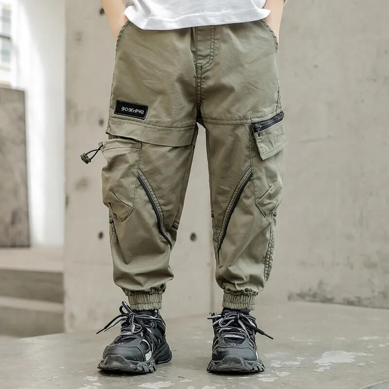 Boys Fashion Big Pocket Design Jogger Pants