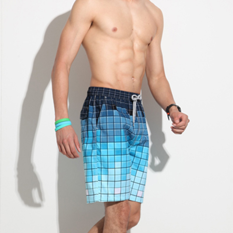 Man's Quick Dry Trendy Plaids Swimming Shorts